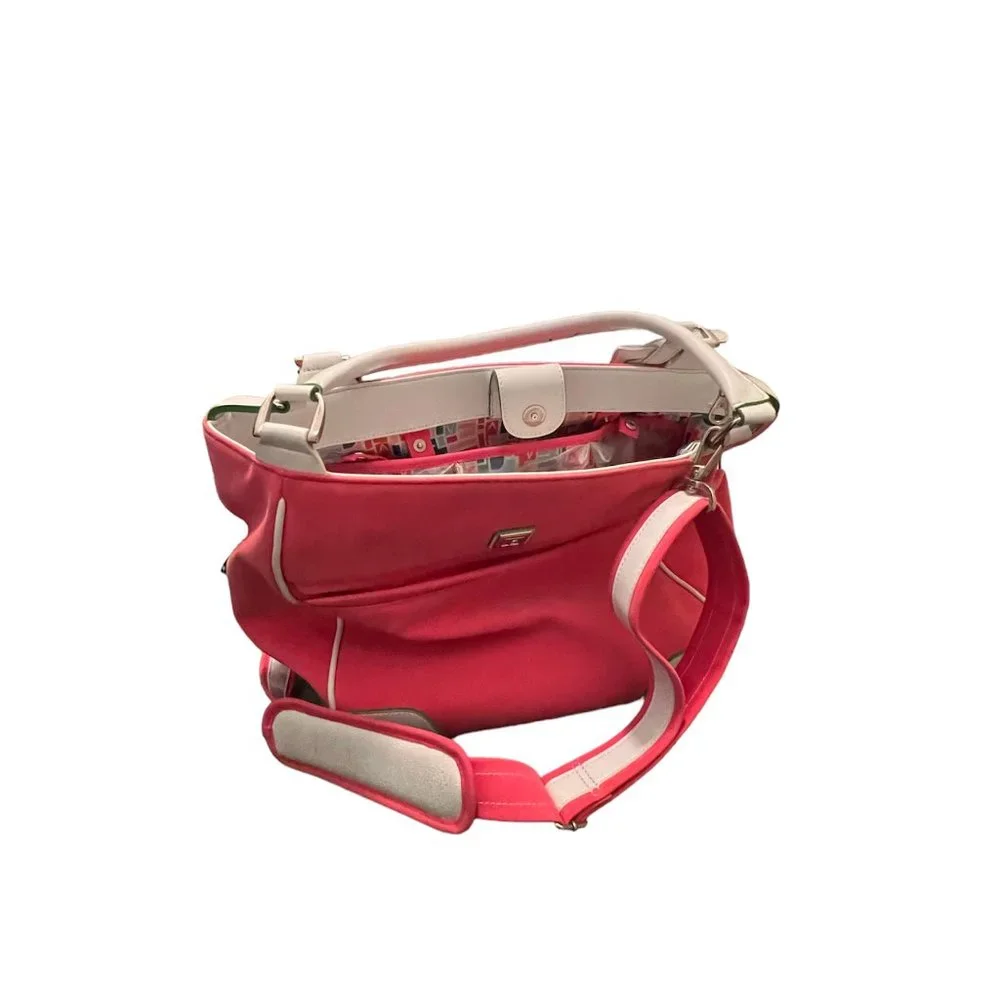 Diane Von Furstenberg pink weekend tote with accessories bags, brush, tag